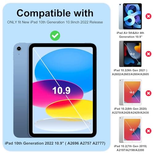 Adocham Kids Case for New iPad (A16) 11th Generation 11 Inch 2025/10th Generation 10.9 Inch 2022 Built-in Stand Handle,Lightweight Shockproof Silicone Kids Cover for iPad 10th/11th Gen (Rainbow)