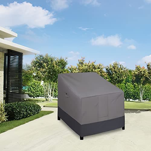 Easy-Going Outdoor Chair Cover Waterproof, Heavy Duty Patio Chair Cover, Windproof Outdoor Furniture Cover with Air Vent (2 Pack-33.5Wx31.5Dx36H inch, Gray/Dark Gray)