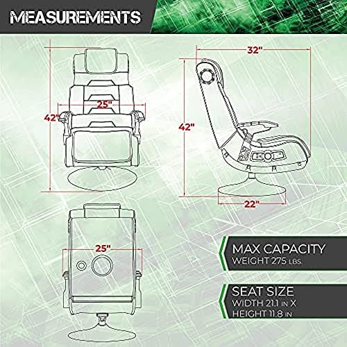 X Rocker PC Computer Gaming Desk Chair, Built-in Audio, College Dorm Essentials for Guys and Girls, Gamers, Bedroom, Dorm Room Essentials, Foldable