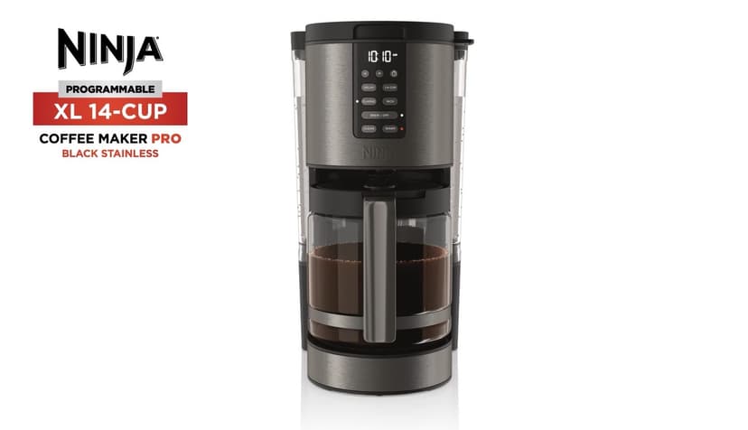 Ninja Programmable XL 14-Cup Coffee Maker PRO, 14-Cup Glass Carafe, Freshness Timer, with Permanent Filter, Black Stainless Steel, DCM201BK