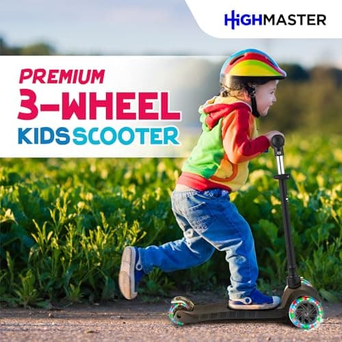 Kids Scooter – 3 Wheel Kick Scooter for Children and Toddlers – Adjustable Handlebar with LED Wheel Lights – Indoor and Outdoor Fun