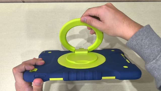 Case for iPad 9th/8th/7th Generation 10.2 inch, Heavy Duty Shockproof Cover with 360° Rotating Handle/Bracket/Pen Holder/Shoulder Strap, Kid Case for iPad 2021/2020/2019, Navy+Green