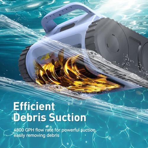 (2025 New) Automatic Pool Vcuum, Cordless Robotic Pool Cleaner, Wall Climbing, Waterline Cleaning, 165 Min Runtime for Above Ground & Inground Pools Up to 2080 sq.ft