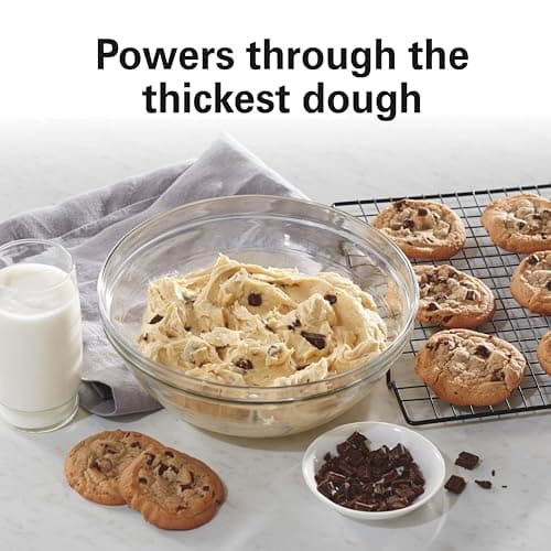 Hamilton Beach Electric Stand Mixer, 4 Quarts, Dough Hook, Flat Beater Attachments, Splash Guard 7 Speeds with Whisk, Black