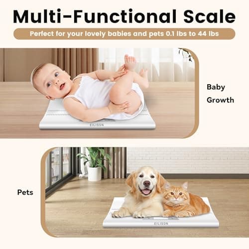 EILISON Baby Scale with Height Measuring - Digital Weight Scale for Infants, Toddlers & Pets - 0.1-44 lbs, Tare Function, Hold Feature, Accurate Baby Weighing Scale for Growth Tracking (White)
