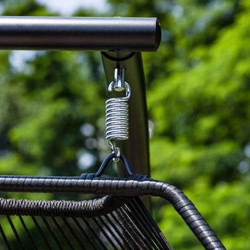 Sunnydaze Andrei Double Hanging Egg Chair with Stand - 2-Person Outdoor Egg Chair - Includes Steel Stand and Cushion - Dark Gray