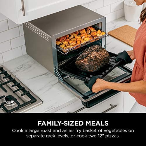 Ninja Air Fryer & Toaster Oven | Foodi Series, XL Pro Air Oven Kitchen Countertop Convection | 10-in-1 Functions | Fits a 5-lb Chicken & Sheet Pan of Vegetables | 1800 Watts | Stainless Steel | DT201