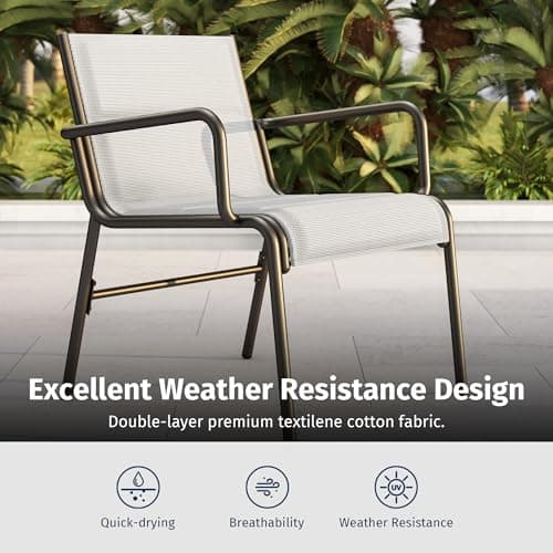 EAST OAK 4 Seats Outdoor Furniture Set, Waterproof Patio Furniture Set, Patio Loveseat with Coffee Table for Porch or Garden, 4-Piece Patio Conversation Sets for Balcony, Upgrade Grey
