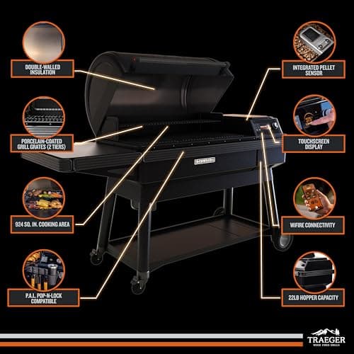 Traeger Ironwood XL Wood Pellet Smoker Grill, 924 Sq In Cooking Area, WiFIRE Smart Temperature Control, Up to 500 Degrees, Super Smoke Mode, 6 in 1 Outdoor BBQ Electric Smoker and Grill