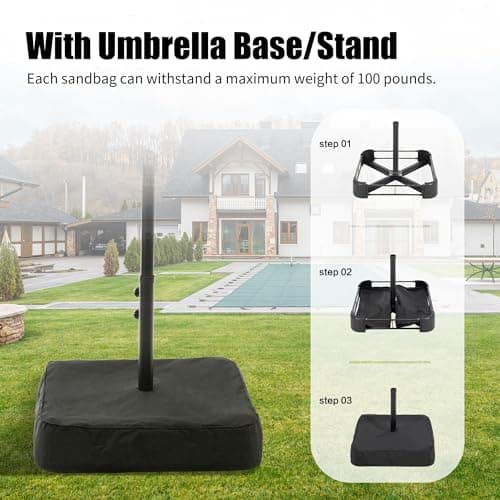 15ft Patio Umbrella with Base Included, Double Sided Outdoor Large Rectangular Patio Umbrella with Crank Handle, for Lawn Garden, Khaki