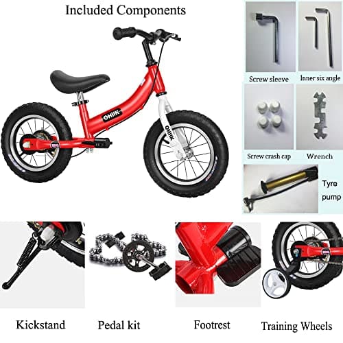 Balance Bike 2 in 1 for Kids 2 3 4 5 6 7 Years Old,Balance to Pedals Bike,12 14 16 inch Kids Bike,with Pedal kit,Training Wheels,Brakes