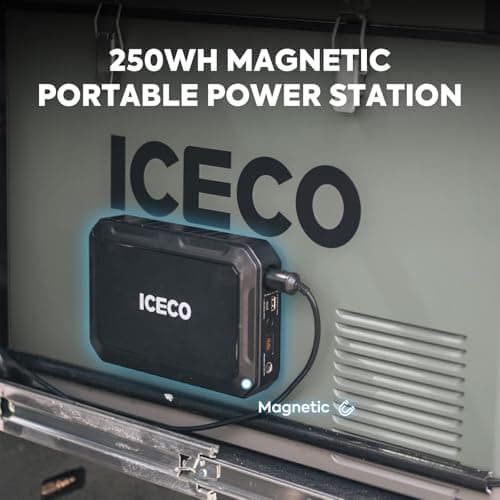 ICECO VL45 Portable Refrigerator with Battery, 47Qt/45L 12 Volt Refrigerator with SECOP, 0°-50°F 12v Fridge Freezer, 12/24VDC 110-240VAC, Electric Cooler for Car, RV, Camping| With 250Wh Battery