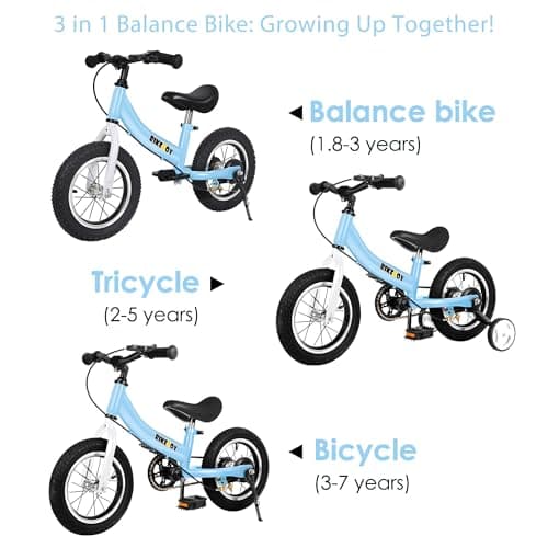 Balance Bike 2 in 1,The Dual Use of a Kids Balance Bike and Toddler Bike, for 2 3 4 5 6 7 Years Old -12 14 16 Inches with Training Theory, Brake, Pedal