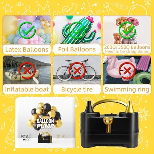 Bezente Balloon Pump Electric, Portable Balloon Inflator Pump Electric Air Pump for Balloons Dual Nozzle Electric Balloon Pump for Birthday Wedding Graduation Party Decorations