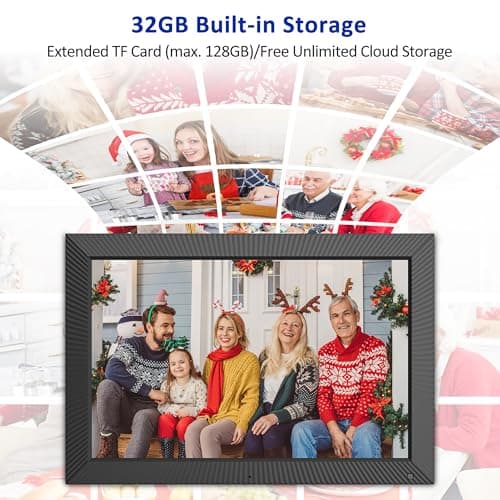 Digital Picture Frame 19-inch Large-Digital-Photo-Frame - Picture Frame Digital Slideshow with 32GB, Dual-WiFi Touch Screen, Wall Mountable, Send Photos Videos Via App Email, Gift for Mom and Dad