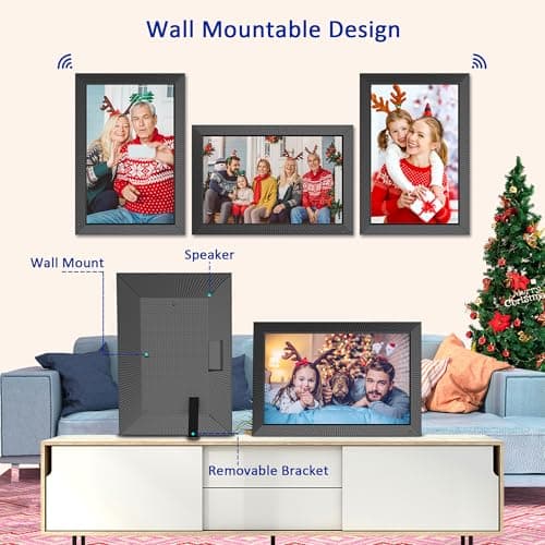 Digital Picture Frame 19-inch Large-Digital-Photo-Frame - Picture Frame Digital Slideshow with 32GB, Dual-WiFi Touch Screen, Wall Mountable, Send Photos Videos Via App Email, Gift for Mom and Dad
