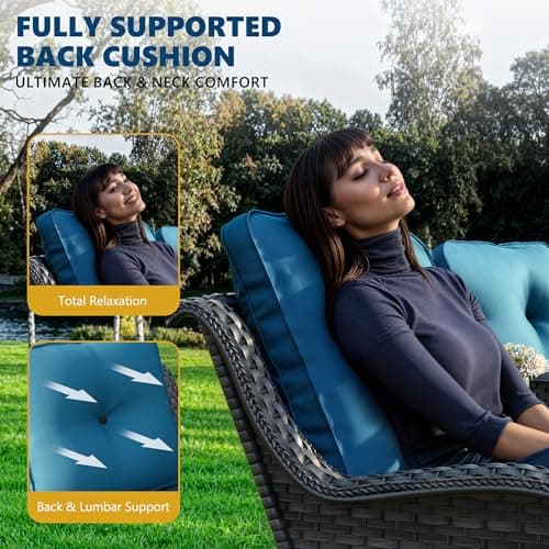 5 Piece Patio Furniture Set, Outdoor Swivel Chair Sets with Thick Cushion, Side Table and Ottoman, Wicker Patio Conversation Set for Deck Porch Sunroom