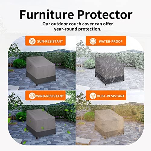 Easy-Going Outdoor Chair Cover Waterproof, Heavy Duty Patio Chair Cover, Windproof Outdoor Furniture Cover with Air Vent (2 Pack-33.5Wx31.5Dx36H inch, Gray/Dark Gray)