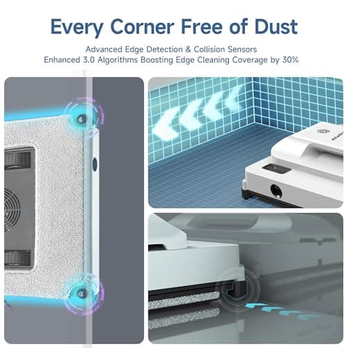 AlfaBot Window Cleaning Robot, 4500PA High Suction Power Window Cleaner with Dual Water Spray,3.0 Path Planning, Edge Detection Technology,Perfect for High-Rise Windows, Big Glass