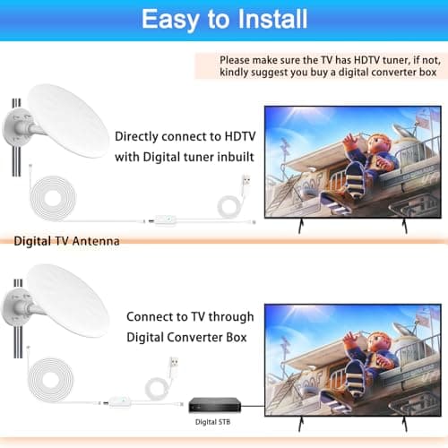 Outdoor TV Antenna for Smart TV, 720° Long Range Omni Directional Reception Digital HD Antenna Signal, with Super Signal Booster, 35ft HDTV Cable, for Attic/Camping/RV/Boat, 2025 Latest (WHITE-02)