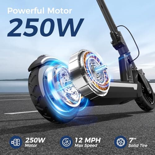 isinwheel S7 Electric Scooter for Kids Ages 8-14, 250W Foldable and 3 Adjustable Heights Kids Electric Scooter with 3 Speeds (5/8/12 Mph), Cruise Control, LED Display, Gift for Kid