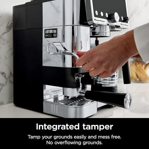 Ninja Luxe Café Pro Series, Espresso Machine, Drip Coffee, Cold Brew, Hot Water, Integrated Tamper, Built-in Grinder, Hands-Free Frother for Cappuccinos, Lattes, Americanos, Dairy or Non-Dairy, ES701