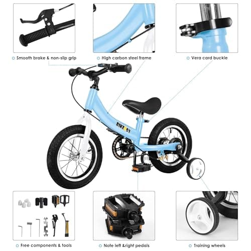 Balance Bike 2 in 1,The Dual Use of a Kids Balance Bike and Toddler Bike, for 2 3 4 5 6 7 Years Old -12 14 16 Inches with Training Theory, Brake, Pedal
