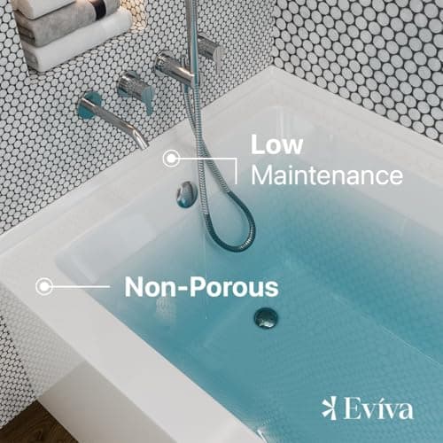 Eviva Nova 60" White Acrylic Free Standing Tub for Bathrooms - White Bathtub with Chrome Left-Hand Drain - luxurious Bathtubs - 60 inch Bathtubs for Bathrooms