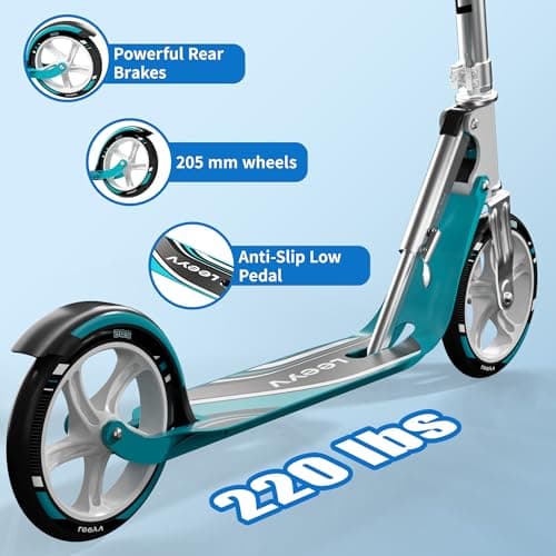 Scooter for Kids 6-12 & Adults | Adjustable Height, Foldable, Lightweight Aluminum Frame | Holds Up to 220lbs | Smooth Ride on Any Terrain