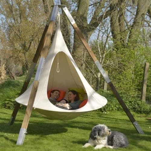 Flying Saucer Shape Hammock Swing Chair Teepee Hammock Stand Garden Outdoors Chair Hanging Swinging Swings Tree Chairs Free Standing for Kids & Adults Indoor Outdoor Hammock Tent,Rose red,100cm