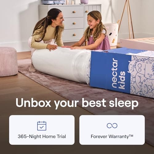 Nectar Kids Twin Mattress 8” - 2-Sided Design for Growing Children - Machine Washable Cooling Cover - Pressure Relieving Memory Foam - Fiberglass Free - 365 Night Trial