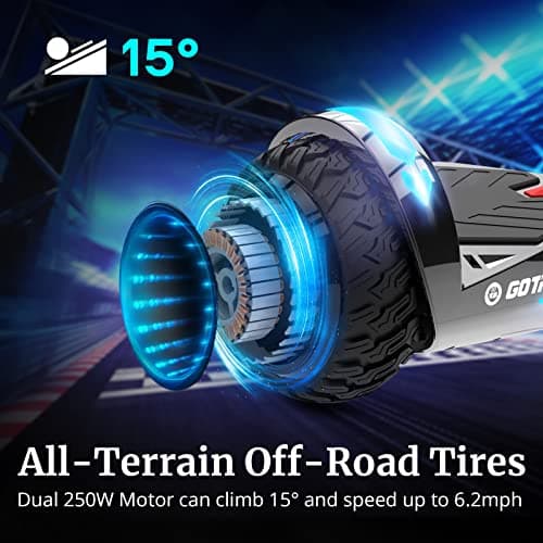 Gotrax Hoverboard with 6.5" LED Wheels & Headlight, Max 4/5/6Miles Range, 6.2mph Power by Dual 200W Motor, UL2272 Certified and 50.4Wh/65.52Wh/93.6Wh Battery Self Balancing Scooters for 44-176lbs Kids