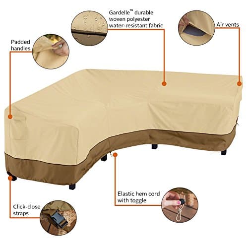 Classic Accessories 55-882-011501-RT Veranda Patio V-Shaped Sectional Sofa Cover, Large, Pebble/Bark/Earth, Patio Furniture Covers