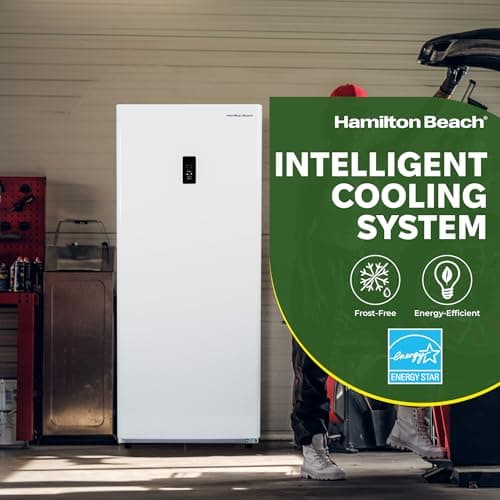 Hamilton Beach HZ8971 17 cu ft Upright Convertible Fridge/Freezer-Frost Free-Reversible Door-Removable Glass Shelves-LED Interior Light, White