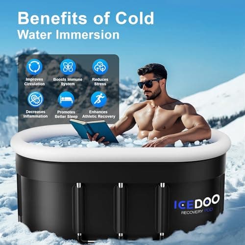 Upgraded 132 Gal XXL Large Oval Ice Bath with Air Ring, Multi-Layered Portable Cold Plunge Tub for Athletes, Foldable & Inflatable Full-Body Cold Tub Recovery at Home, Outdoors,Gym Use