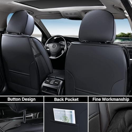 Coverado Fullset Car Seat Covers,Leather Ford F150 Seat Covers Fit for 2015-2025 F150 and 2017-2025 F250 F350 F450 Super Duty Crew Cab XL XLT Lariat King Ranch Platinum (Black)