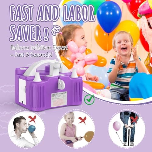 4-in-1 Electric Balloon Pump for All Balloons, Inflatables, and Sports Balls, Triple Inflating Ports for Latex Foil 260q Mylar Balloon, Inflator Deflator for Air Beds Pool Floats Yoga Balls