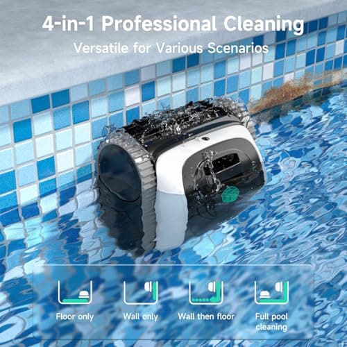 (2025 Upgrade) WYBOT C1 Robotic Pool Vacuum for Inground Pools, 150min Runtime Cordless Pool Cleaner, 4-in-1 Wall & Waterline Cleaning Up to 1,614Sq.ft, Smart Navigation, App Support