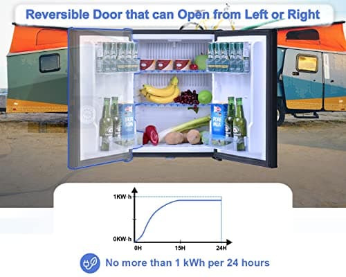 SMETA 12 Volt Refrigerator 12v 1.2 cuft RV Mini Fridge with Lock Truck Refrigerator DC 12V|110V Compact Small Fridge for Freightliner Cascadia Wheeler Trucker Drivers, Camper, Boat, Marine
