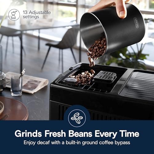 De'Longhi Dinamica Plus Espresso & Coffee Machine, Automatic Milk Frother, 24+ One Touch Recipes, Enjoy Lattes, Cappuccinos, and more, ECAM38085SB
