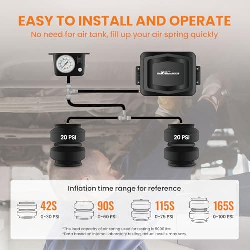 maXpeedingrods On Board Air Compressor System Universal Air Spring Compressor Kit with Gauge Air Line T Fittings for Trucks Vans