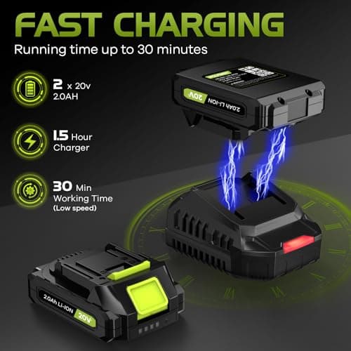 Leaf Blower, Electric Cordless Leaf Blower with 2 Batteries and Charger, 2 Speed Mode, Lightweight Leaf Blowers for Blowing Leaves, Patio Cleaning, Lawn Care and Dust