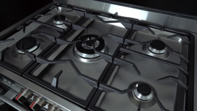 COSMO COS-965AGFC 36 in. Nebula Collection 3.8 cu. ft. Gas Range, 5 Burners, Rapid Convection Oven, Cast Iron Grates in Stainless Steel