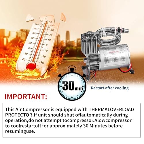 Universal 150 PSI Horns Heavy Duty Onboard Air Compressor, Replacement for Truck/Car Train Horn/Suspension/Ride/Bag kit/System and All 12v Vehicles like Semi/Pickup Trucks, Silver 1/4