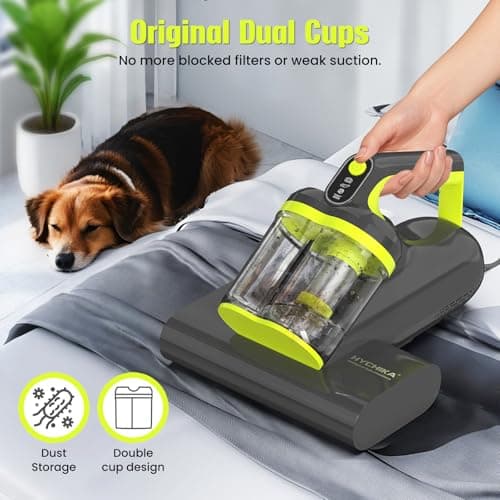 Mattress Vacuum Cleaner UV for Pet Hair,16kPa Power Suction Bed Vacuum,140°F Heated Function,Ultrasonic High Tapping with HEPA Filter,Bed Vacuum Cleaner for Sofa, Couch, Crib(Corded,4.5Amp)