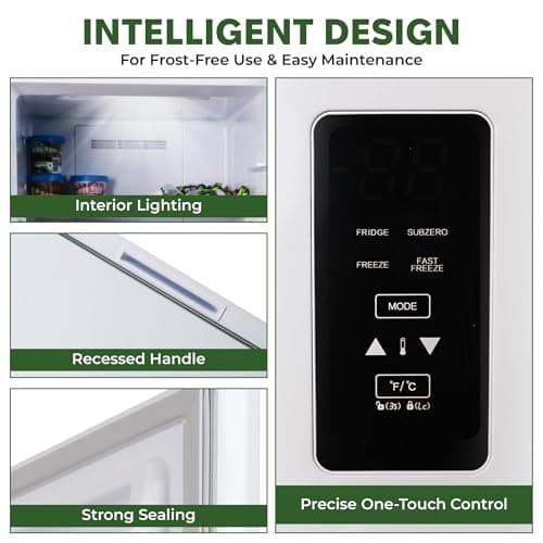 Hamilton Beach HZ8971 17 cu ft Upright Convertible Fridge/Freezer-Frost Free-Reversible Door-Removable Glass Shelves-LED Interior Light, White