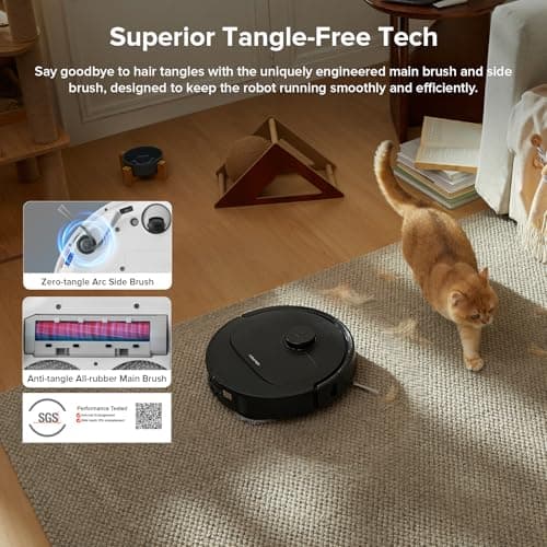 roborock Qrevo Series Robot Vacuum and Mop, 8000Pa Suction, Upgraded from Qrevo S, Anti-Tangle Brushes, Smart Obstacle Avoidance, Auto Mop Washing, All-in-One Dock, 200RPM Spinning Mops, Black(QV 35A)