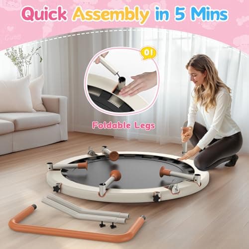 BCAN 36'' Toddler Trampoline, ASTM Certified-Foldable Mini Trampolines for Kids Ages 1-6, Adjustable Handle, Safety Pad & Foldable Legs, Baby Trampoline Indoor/Garden, Gift for Boy and Girl