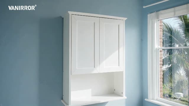 Bathroom Wall Cabinet Wooden Medicine Cabinet Buffering Hinge MDF Material Over Toilet Storage 23"x29" and Adjustable Shelves Cupboard Above Toilet with Large Space