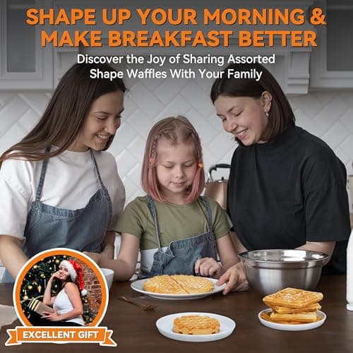 Multi Shapes Waffle Iron Combo - Mini, American Classic, Belgian & Chaffle Maker, 2 Silicone Molds, Graphite